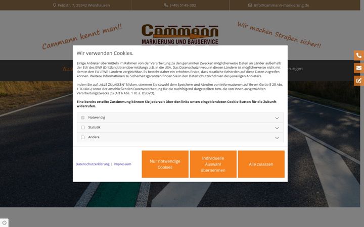 Screenshot του cammann-markierung.de