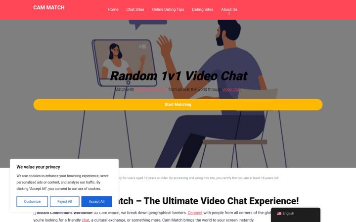 Screenshot of cammatch.io