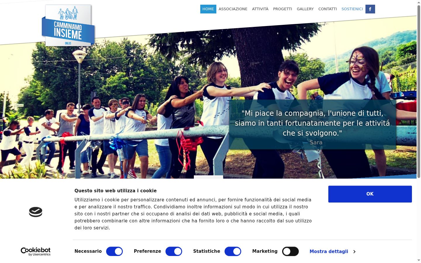 Screenshot del banner di consenso mostrato prima di qualsiasi interazione