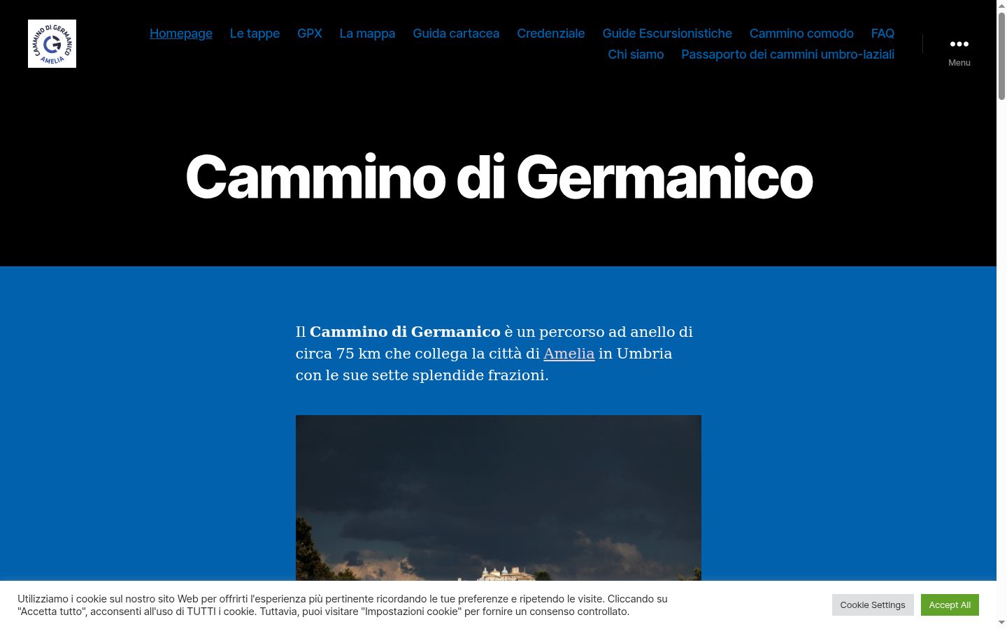 Screenshot del banner di consenso mostrato prima di qualsiasi interazione