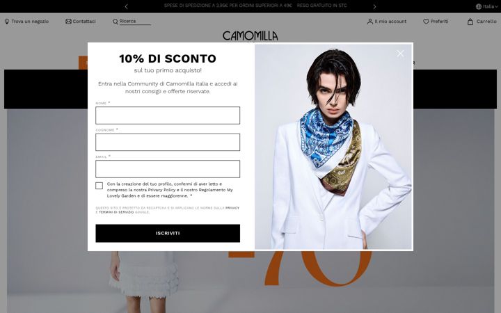 Captură de ecran a camomillaitalia.com