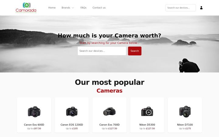 Screenshot of camorada.co.uk