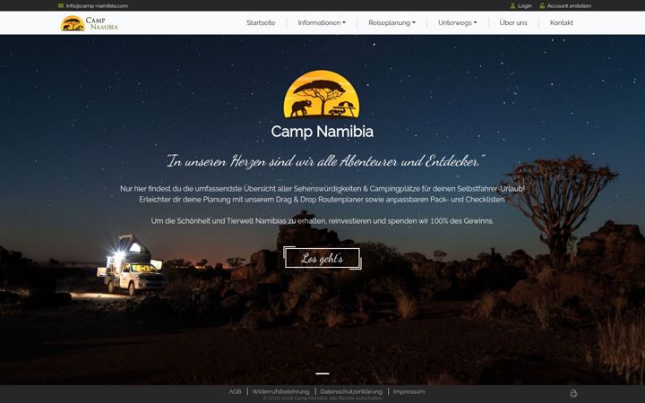 Screenshot of camp-namibia.com