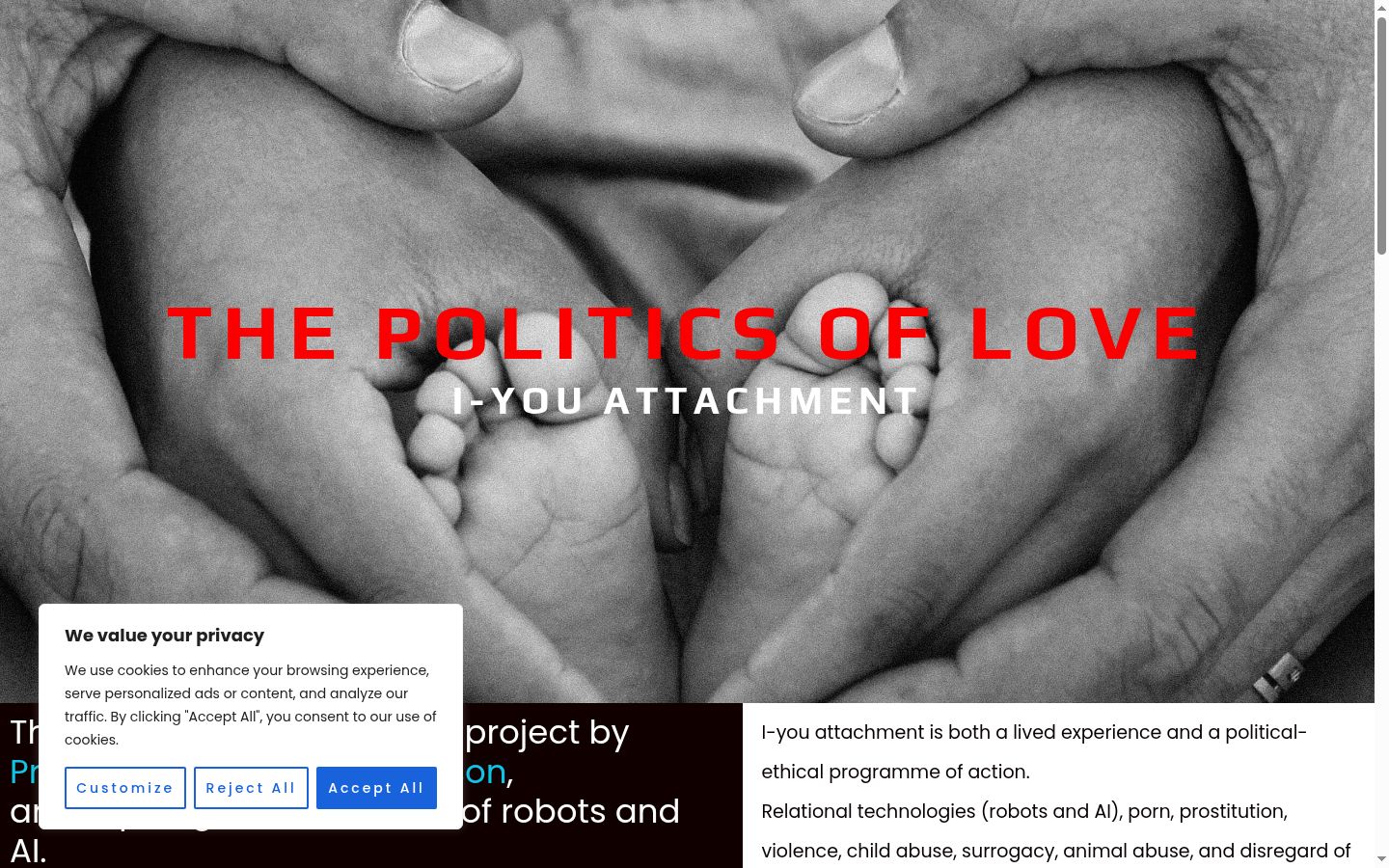 Screenshot of the consent banner shown before any interaction