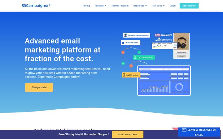 Screenshot of campaigner.com