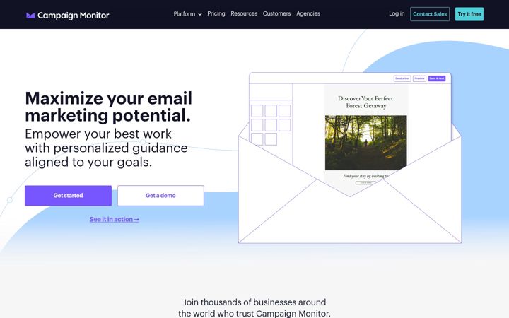 Screenshot of campaignmonitor.com