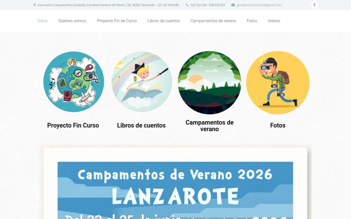 Screenshot of campamentogarabato.com