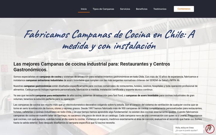 Screenshot ta' campanasdecocina.cl