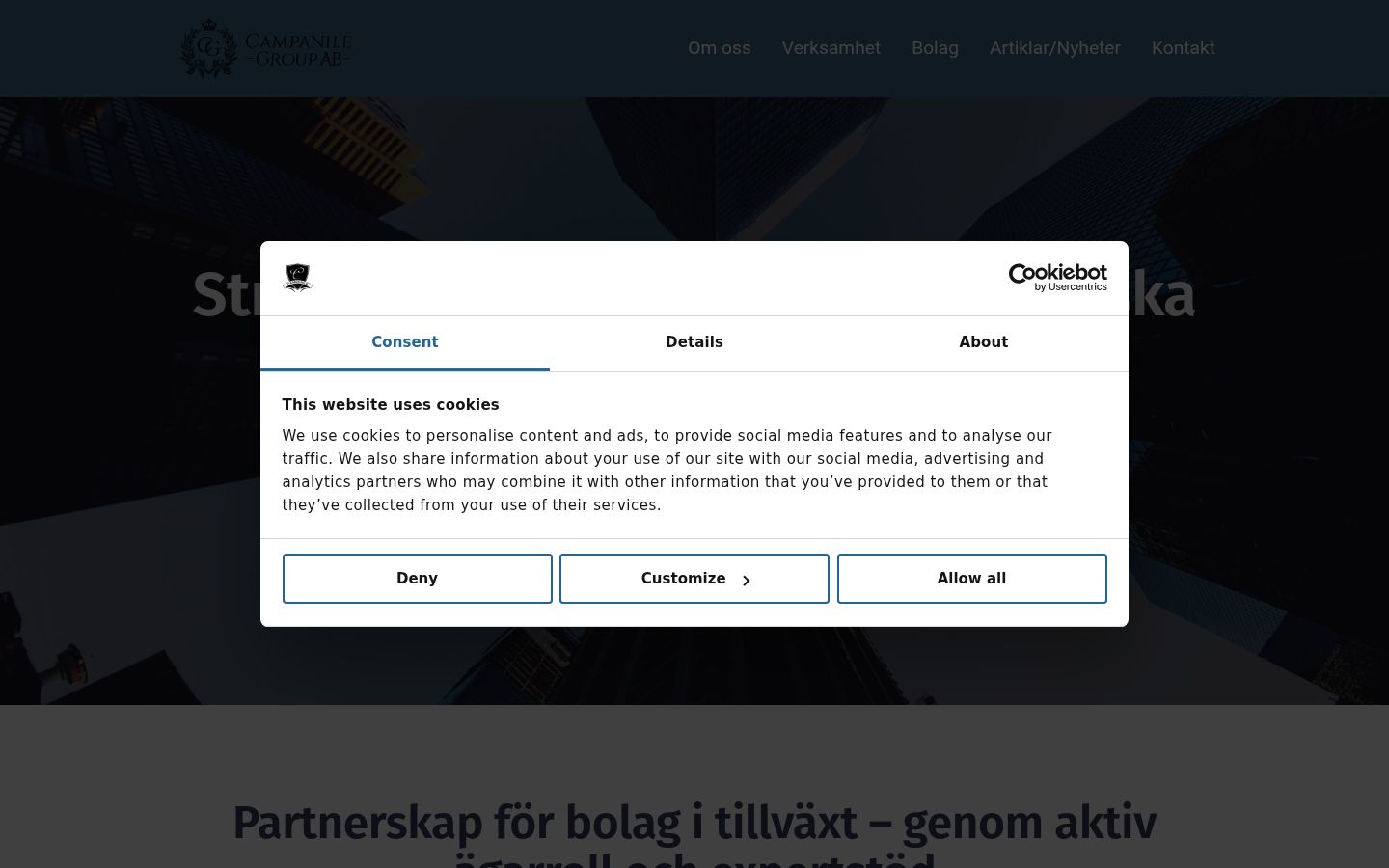 Zrzut ekranu banera zgody wyświetlanego przed jakąkolwiek interakcją