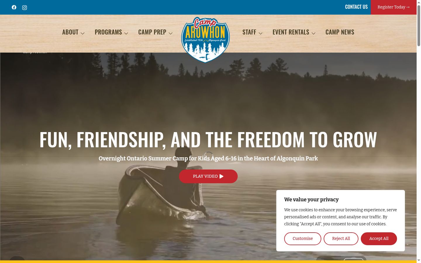 Screenshot of the consent banner shown before any interaction