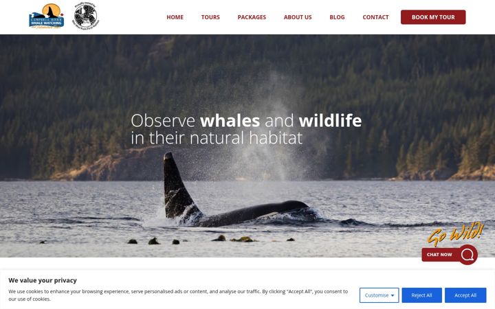 Screenshot of campbellriverwhalewatching.com