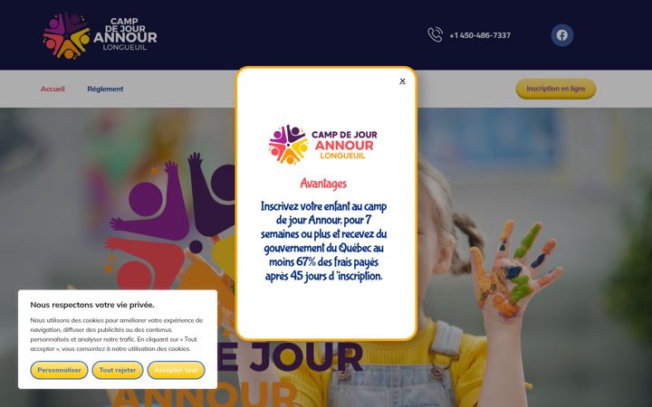 Screenshot of campdejourannour.ca