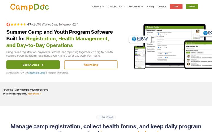 Screenshot von campdoc.com