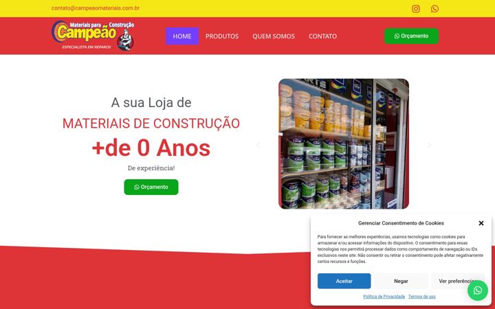 Screenshot of campeaomateriais.com.br