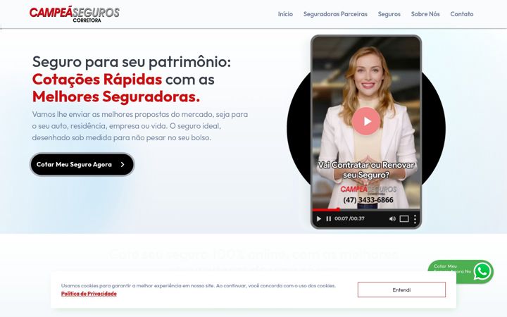 Screenshot of campeaseguros.com.br
