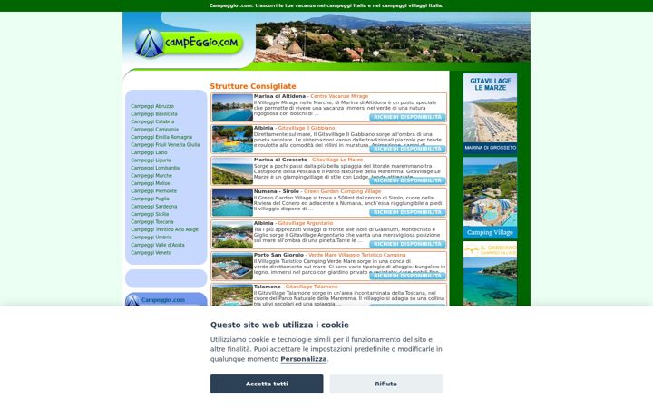 Screenshot of campeggio.com