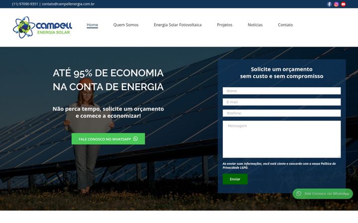 Screenshot stránky campellenergiasolar.com.br