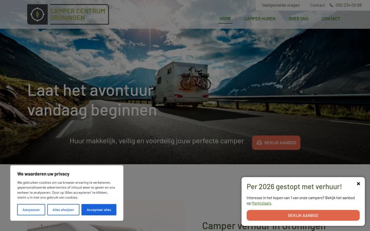 Snimka zaslona za campercentrumgroningen.nl