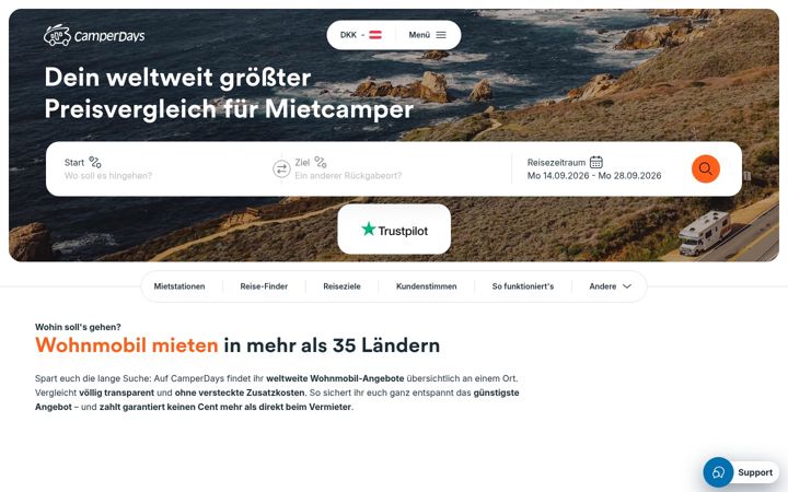 Screenshot of camperdays.at