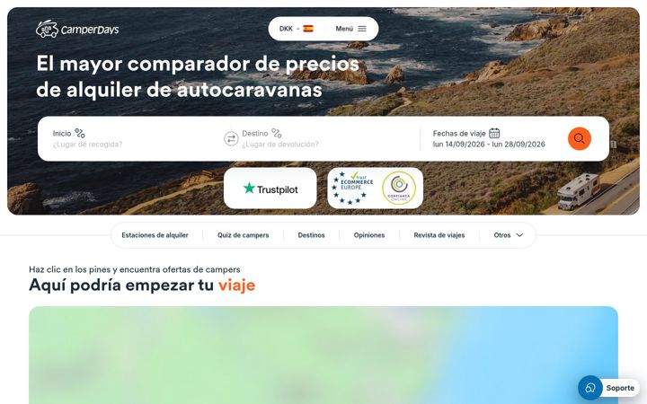 Ekrānuzņēmums no camperdays.es