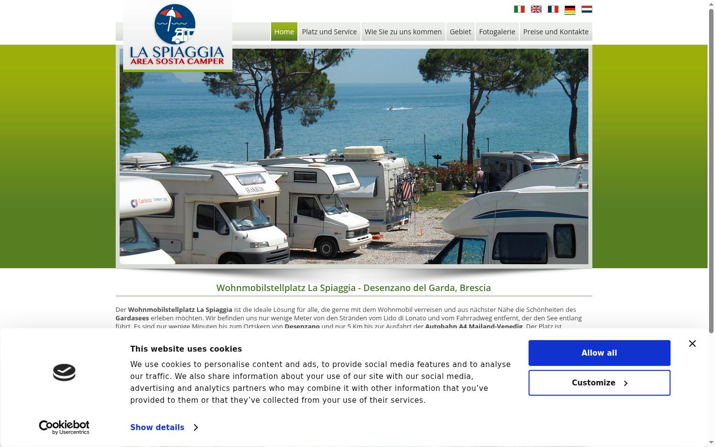 Screenshot des Einwilligungsbanners vor jeglicher Interaktion