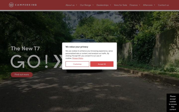 Screenshot of camperking.co.uk