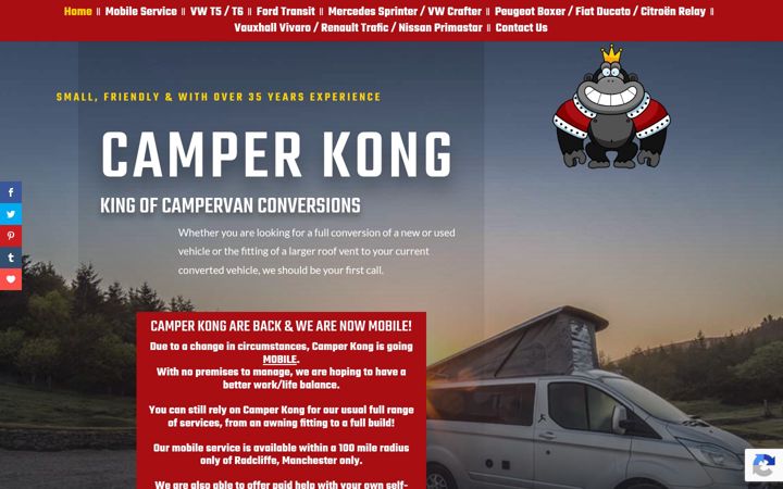 Screenshot of camperkong.co.uk