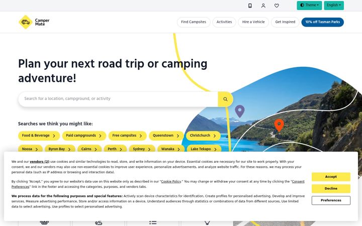 Screenshot of campermate.com