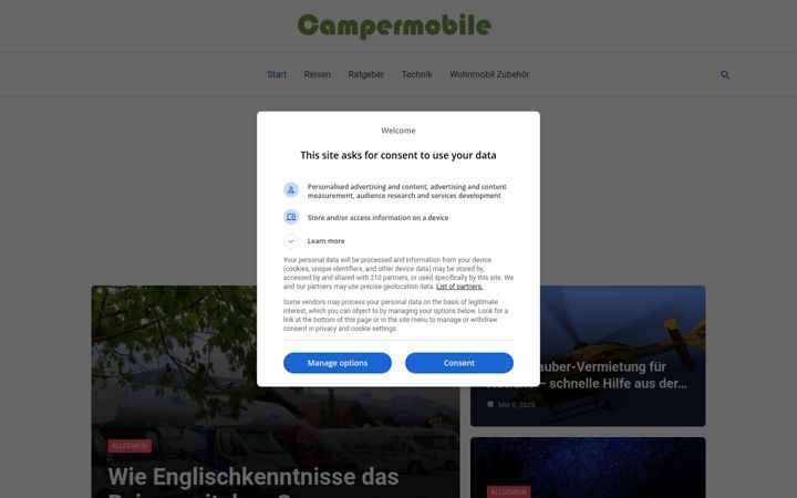 Screenshot of campermobile.de