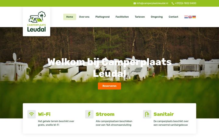 Kuvakaappaus sivustosta camperplaatsleudal.nl