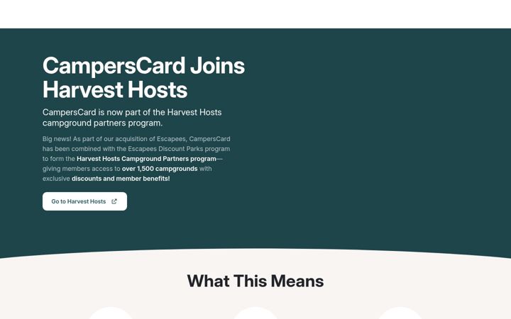 Screenshot of camperscard.com