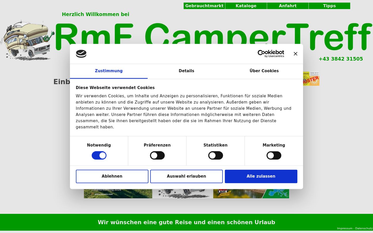 Screenshot des Einwilligungsbanners vor jeglicher Interaktion