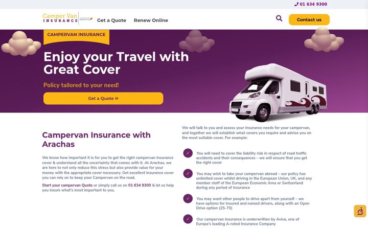 Screenshot of campervaninsurance.ie