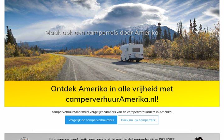 Captură de ecran a camperverhuuramerika.nl