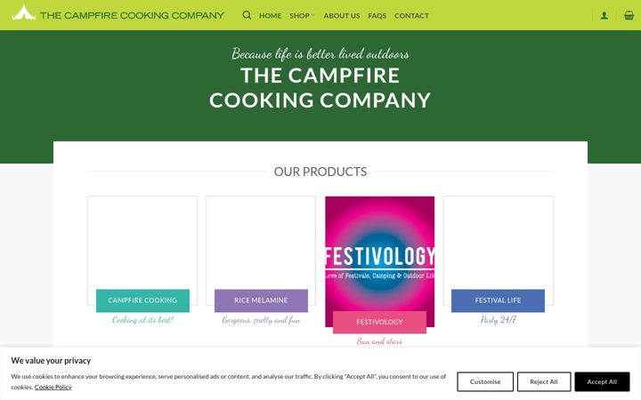 Screenshot of campfirecooking.co.uk