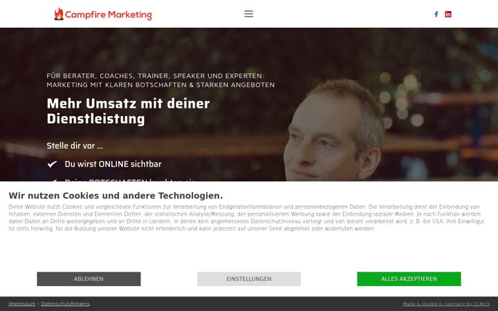 Screenshot του campfiremarketing.de