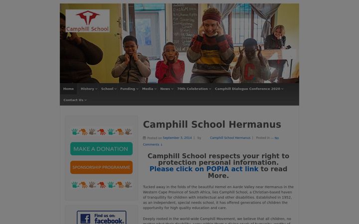 Screenshot of camphillschool.org.za