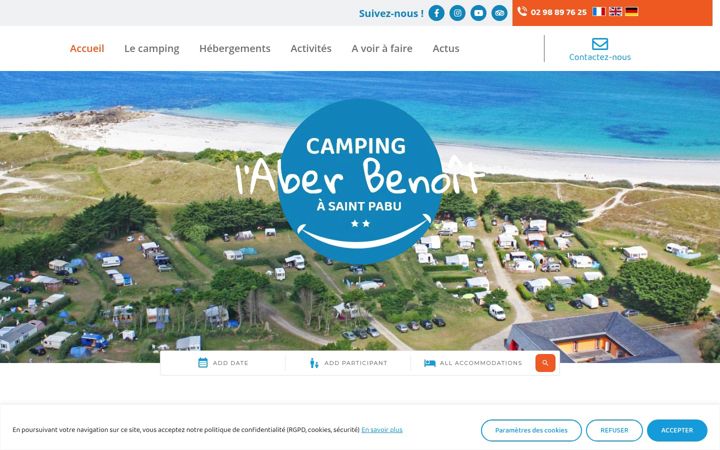 Screenshot of camping-aber-benoit.com