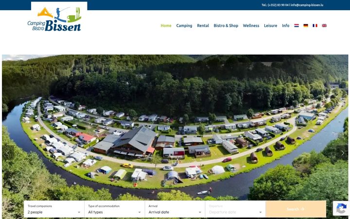 Kuvakaappaus sivustosta camping-bissen.lu