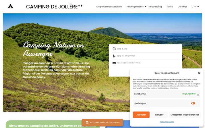 Screenshot of camping-en-auvergne.com