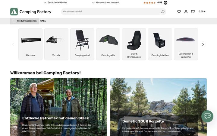 Screenshot of camping-factory.com