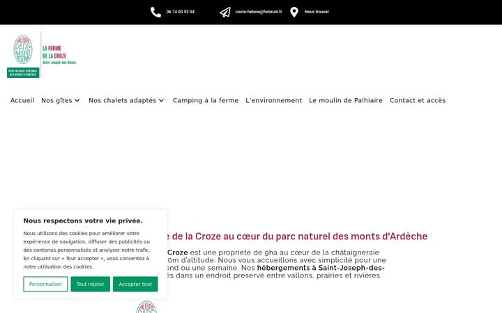 Screenshot of camping-ferme-de-la-croze.com
