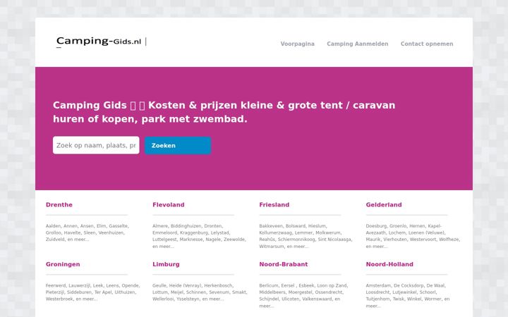 Screenshot of camping-gids.nl
