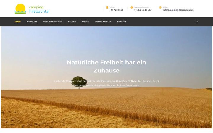 Екранна снимка на camping-hilsbachtal.de