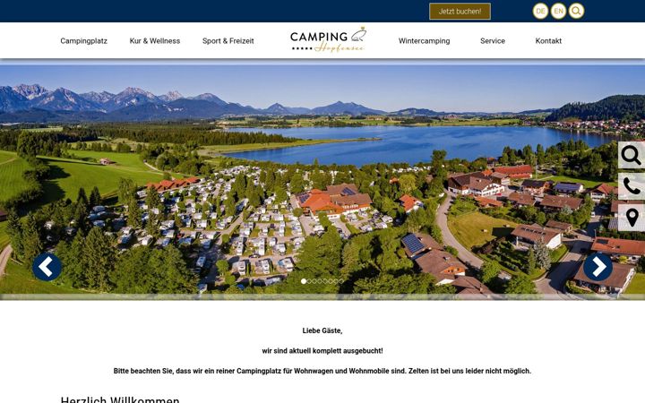 Screenshot of camping-hopfensee.de