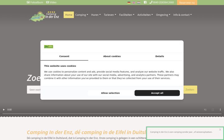 Screenshot of camping-inderenz.com