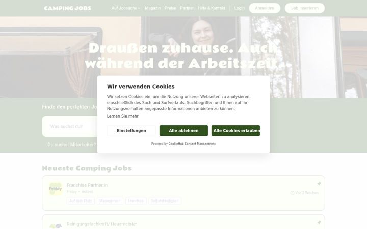 Screenshot of camping-jobs.de