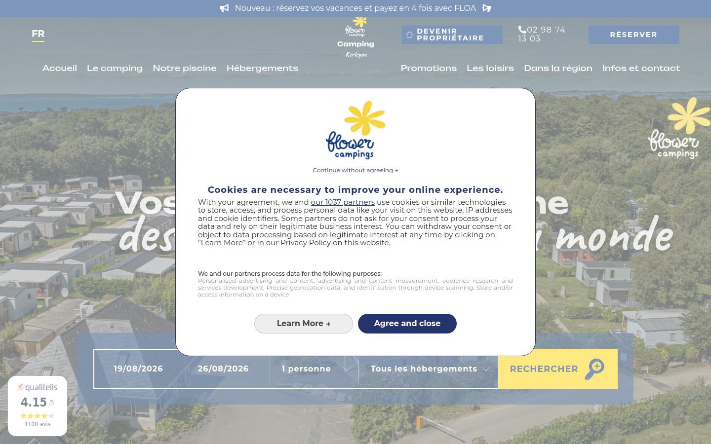 Screenshot of the consent banner shown before any interaction
