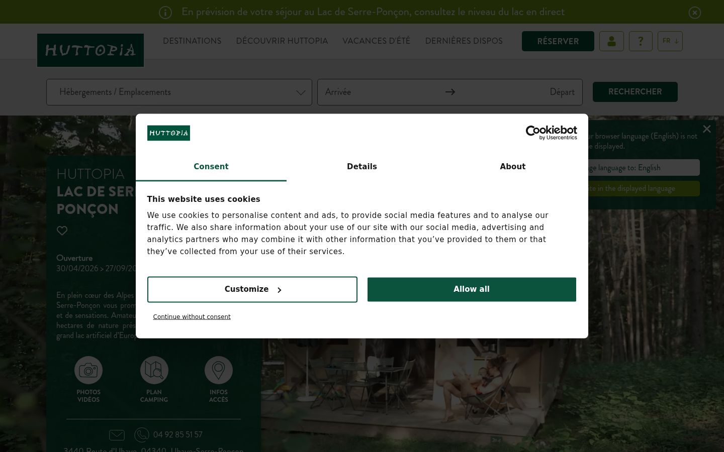 Sutikimo reklamjuostės, rodytos prieš bet kokią sąveiką, ekrano kopija
