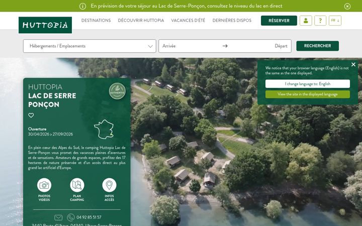 Screenshot of camping-lac-serre-poncon.com